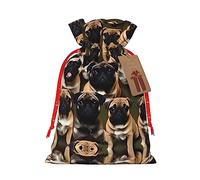 KoNsev Imagen De Pug-Bolsa de regalo estándar con cordón, regalo de vacaciones, decoraciones de regalos para suministros de fiesta de Navidad