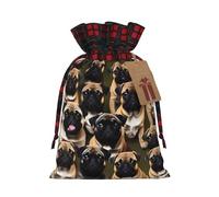 KoNsev Imagen De Pug-Standard Color Block Bolsa de regalo con cordón, regalo de vacaciones, suministros de fiesta de Navidad 8.3 x 11.8 pulgadas
