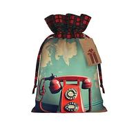 KoNsev Inglaterra Reino Unido Retro Londres teléfono bloque color cordón bolsa de regalo, regalo de vacaciones, suministros de fiesta de Navidad 8.3 x 11.8 pulgadas