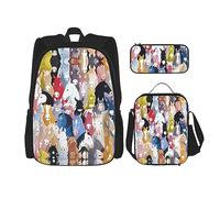 KoNsev Juego de 3 bolsas de libros estampadas para escuela secundaria, bolsa escolar con bolsa de almuerzo, estuche para lápices, diseño floral bohemio colorido, Caballos de dibujos animados