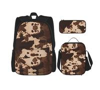 KoNsev Juego de 3 bolsas de libros impresas para escuela primaria de secundaria, bolsa escolar con bolsa de almuerzo, estuche para lápices, pelotas de tenis rosa brillante, Arte de cuero vacuno