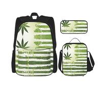 KoNsev Juego de 3 bolsas de libros impresas para escuela primaria de secundaria, bolsa escolar con bolsa de almuerzo y estuche para lápices, Parque Nacional Grand Teton, Hoja de maceta de hierba,
