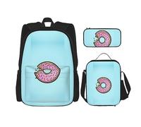 KoNsev Juego de 3 bolsas de libros impresas para escuela secundaria, bolsa escolar con bolsa de almuerzo, estuche para lápices, arte de delfines, NO, Talla única