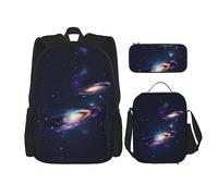 KoNsev Juego de mochilas de 3 piezas, diseño de galaxia en el universo, con bolsa de almuerzo y estuche para lápices