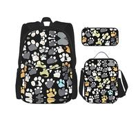 KoNsev Juego de mochilas de 3 piezas, huellas de perro 2-escala estándar-2_00x juego de mochilas impresas con bolsa de almuerzo bolsa de lápiz