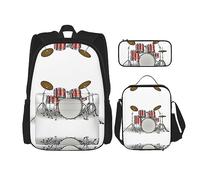 KoNsev Liama - Juego de 3 bolsas de libros impresas para escuela secundaria, bolsa escolar con bolsa de almuerzo y estuche para lápices, Cool Liama, Juego de batería genial, Talla única, moderno