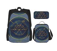 KoNsev Math Geometry Calculus - 3 mochilas de 16 pulgadas para escuela preescolar y lonchera para niños pequeños, Black, Talla única, Juego de mochila escolar