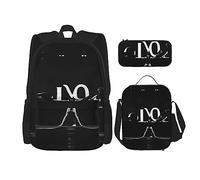 KoNsev Mochila estampada de 3 piezas, para viajes, senderismo, ligera, para laptop, bolsa de almuerzo aislada para mujer, diseño de flamencos rosas, Love Gymnastics, Talla única