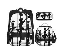 KoNsev Mochila estampada de 3 piezas, para viajes, senderismo, ligera, para laptop, bolsa de almuerzo aislada para mujer, diseño de piñas de playa y océano, New Love Gymnastics, Talla única