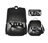 KoNsev Mochila estampada de 3 piezas, para viajes, senderismo, ligera, para laptop, bolsa de almuerzo aislada para mujer, diseño de flamencos rosas, Fuente Love, Talla única