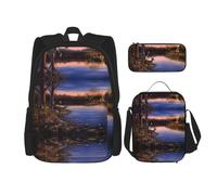 KoNsev Nature Wild Animal Deers - 3 mochilas de 16 pulgadas para escuela preescolar y lonchera para niños pequeños, Black, Talla única, Juego de mochila escolar