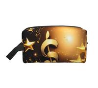 KoNsev Neceser de viaje con nota musical dorada con estrella brillante caída para hombres y mujeres, organizador de accesorios, monedero pequeño, bolsa pequeña, Nota musical dorada con estrella