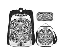 KoNsev Paquete de 3 mochilas Mayan Calendar End of The World de 16 pulgadas para preescolar y lonchera para niños pequeños, Black, Talla única, Juego de mochila escolar
