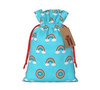 KoNsev Rainbow Clouds Raindrop Bolsa de regalo con cordón, regalo de vacaciones, decoraciones de regalos para suministros de fiesta de Navidad