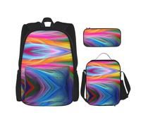 KoNsev Rainbow Ocean - 3 mochilas de 16 pulgadas para escuela preescolar y lonchera para niños pequeños, Black, Talla única, Juego de mochila escolar