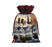 KoNsev San Francisco - Bolsa de regalo con cordón de bloque de color, regalo de vacaciones, suministros de fiesta de Navidad 8.3 x 11.8 pulgadas