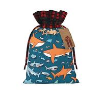 KoNsev Selachimorph Bolsa de regalo con cordón de bloque de color, regalo de vacaciones, suministros de fiesta de Navidad 8.3 x 11.8 pulgadas