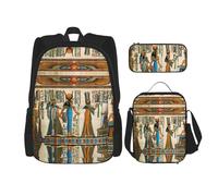 KoNsev Women in Ancient Egypt - 3 mochilas de 16 pulgadas para escuela preescolar y lonchera para niños pequeños, Black, Talla única, Juego de mochila escolar