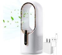 KONSIDEN Ventilador de escritorio sin aspas, ventilador de oficina de 11.8 pulgadas, pequeño, silencioso, ajuste de 3 velocidades, control táctil, fácil de limpiar, ventiladores de escritorio pequeños