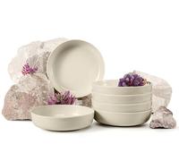 konsimo. VICTO Set 6 Platos Hondos - Platos Vajilla - Set Plato Hondo para 6 Personas - Apto para Microondas y Lavavajillas - Platos Hondos Sopa Modernas - 18,5 cm - Beige