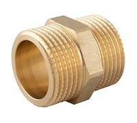 konst-install Boquilla doble 1 1/2 (diámetro de 47,8 mm) rosca exterior de latón, pieza de conexión 2 x AG de rosca de latón, apto para calefacción de agua potable