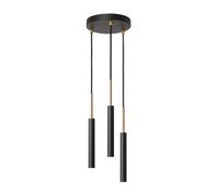 Konsthantverk Lámpara colgante Stav 3 con placa de techo redonda Negro/latón crudo