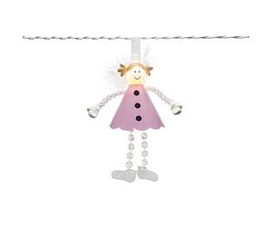 Konstsmide 1448 - 102 - Guirnalda LED, color rosa Ángel con interruptor de encendido/apagado/para interior (IP20)/10 diodos de blanco cálido, transformador interior de 24 V, cable blanco