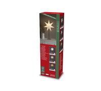 Konstsmide 1761-370FSC - Estrella de papel beige (7 puntas, incluye cable de conexión con interruptor de encendido/apagado, sin bombilla, soporte para lámpara E14, 230 V, interior, cable negro)