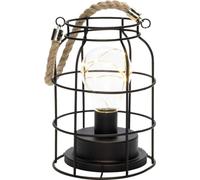 Konstsmide, 1815-780 - Farolillo led (metal, redondo, con interruptor, temporizador de 6 horas, funciona con pilas, interior, 9 diodos de color ámbar, cable plateado)