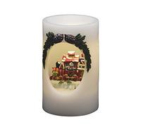 Konstsmide 1890-100 velas de Navidad de cera LED, decoración de adviento, muñeco de nieve en un tren, uso en interiores, 1 vela LED blanca cálida, 16 cm x 10 cm