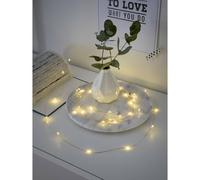 Konstsmide 20 luces LED de color blanco cálido para interiores, 1,9 m, 20 diodos, temporizador de 6 horas, cable de cobre, funciona con pilas