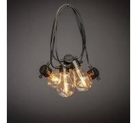 Konstsmide 2341-800SP - Cadena solar led para jardín de cerveza (mando a distancia, 10 diodos de color ámbar, cable negro, 2 baterías de litio, 1 CR2025 incluidas), color ámbar