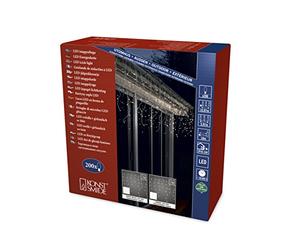 Konstsmide 2742 - 803 - Cortina de luces LED (para exterior (IP44)/200 bernsteinfarbene diodos, transformador exterior de 24 V, cable transparente)