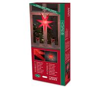 Konstsmide 2982-550 - Estrella colgante de papel (incluye cable de alimentación con interruptor de encendido y apagado, sin bombilla, casquillo E14, 230 V, para interiores, cable blanco), diseño perforado, color rojo