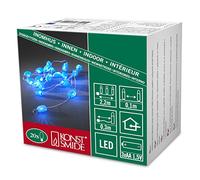 'Konstsmide 3155 - 403 - Guirnalda LED Metal "ovalada piedras/para interior (IP20)/VDE/Funciona Con Pilas: 3 x AA 1,5 V (No Incluidas.) /20 Diodos azules, cable transparente)
