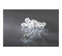 Konstsmide 3188-303, Guirnalda LED con Bolas de Metal (10 Diodos de Blanco Frío, Funciona con 3 Pilas AA de 1,5 V, Cable Transparente)
