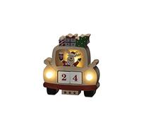 Konstsmide 3273-100 - Figura de reno en el coche (temporizador 6H, 3 diodos de color blanco cálido, funciona con pilas, interior, 2 pilas AAA de 1,5 V no incluidas)