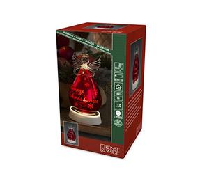 'Konstsmide 3391 - 550 LED cristal figura "Ángel, Rojo, Grande/para interior (IP20)/temporizador/1 diodos blancos, funciona con pilas: 3 x AA 1,5 V (No Incluidas.)