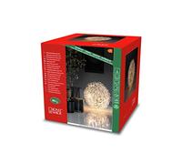 Konstsmide 3514-303 - Bola de alambre led (80 diodos de luz blanca cálida, 4,5 V, para interiores, cable transparente)
