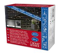 Konstsmide 3727-100 - Guirnalda luminosa LED (con sensor de luz y temporizador de 6 y 9 horas, apta para exteriores: IP44, 80 diodos de luz banca cálida, funciona con pilas, cable negro, 2 pilas D de 1,5 V no incluidas)