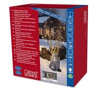 Konstsmide 3733-100 - Guirnalda luminosa led con interruptor (temporizador de 6 horas, 8 modos y función memoria, apto para exteriores IP44, 240 diodos de luz banca cálida, funciona con pilas, cable negro, 4 pilas D de 1,5 V no incluidas)