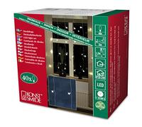 Konstsmide 3755-103 - Cortina con ledes para ventana (acrílico, 40 luces en forma de estrella, 40 diodos de blanco cálido, transformador interno de 24 V, cable transparente)