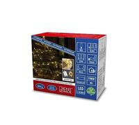Konstsmide 3764-803 - Cadena de luces LED con temporizador de 6 horas y multifunción, 80 diodos de color ámbar, funciona con pilas, para exterior (IP44), cable transparente, 4 pilas AA de 1,5 V (no
