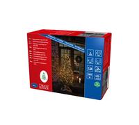 Konstsmide 6 cuerdas de 75 diodos escarchados, doble cuerda de 6 a 12 cuerdas después de 200 cm 8 h, 450 diodos de luz blanca cálida, transformador exterior de 12 V (IP44), 6 W, cable negro.