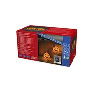 Konstsmide 6137-103 - Calabaza acrílica LED (2 unidades, para exteriores (IP44), temporizador de 6 horas, 24 diodos de luz blanca cálida, funciona con pilas: 4 pilas AA de 1,5 V (no incluidas), cable