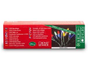 Konstsmide 6300-500 - Mini guirnalda de bombillas LED (10 diodos de colores, diseño retro, 230 V, 0.48 W, para interiores, cable verde)