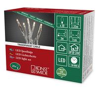 Konstsmide 6351 - 123 Micro guirnalda luminosa LED para interior (IP20)/VDE/24 V transformador interior/20 Diodos de Luz Blanca Cálida, cable transparente)