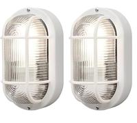 Konstsmide 7650-200 - Aplique Oval de Exterior, Blanco (Paquete de 2)