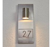 Konstsmide Aplique con número de casa Modena 7655, acero inoxidable True