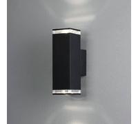 Konstsmide Aplique de exterior Pollux, 23,5 cm, negro, aluminio, 2 luces.